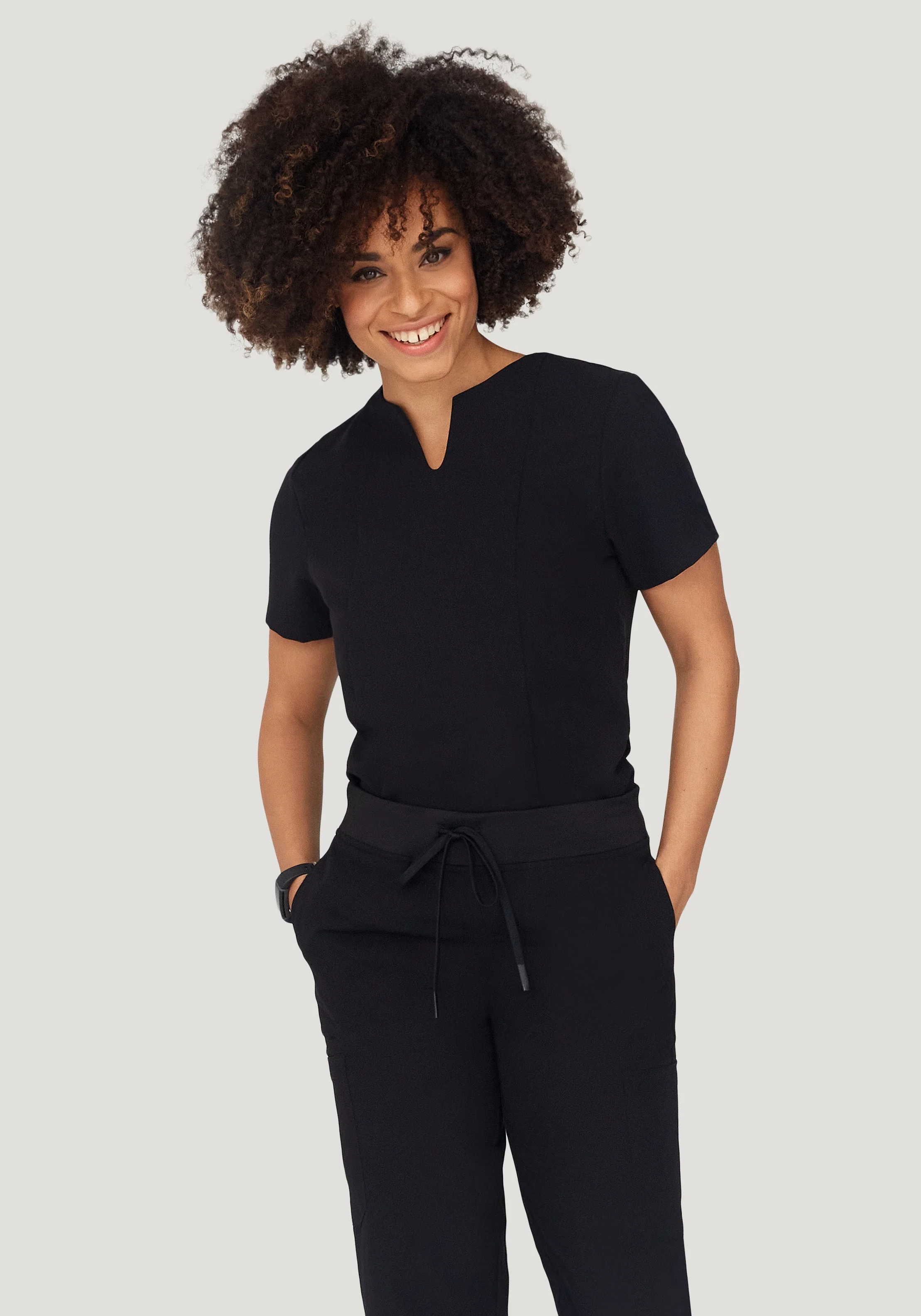 5 Pocket Notch Neck Top Black - Image 4
