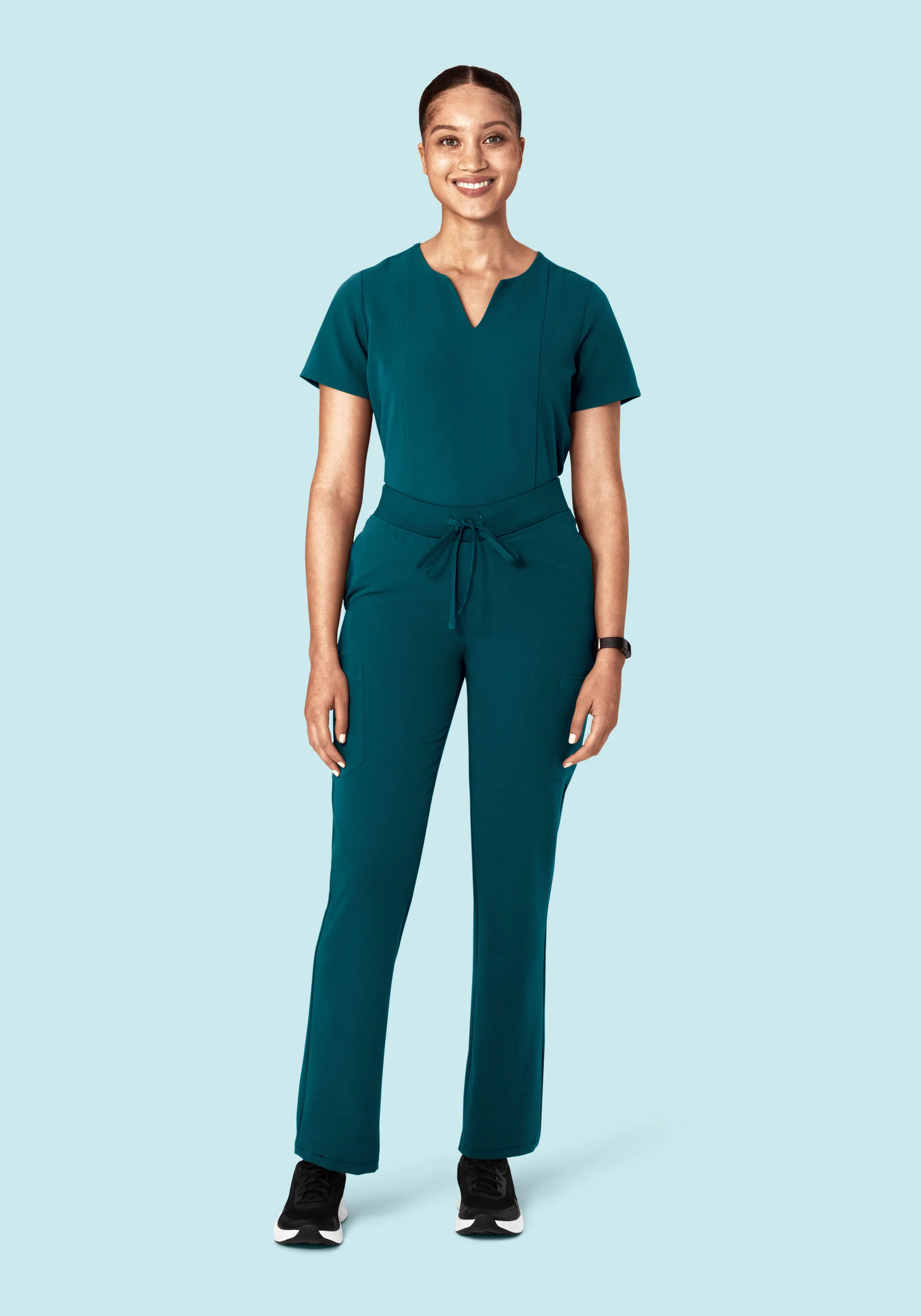 5 Pocket Notch Neck Top Caribbean Blue - Image 3