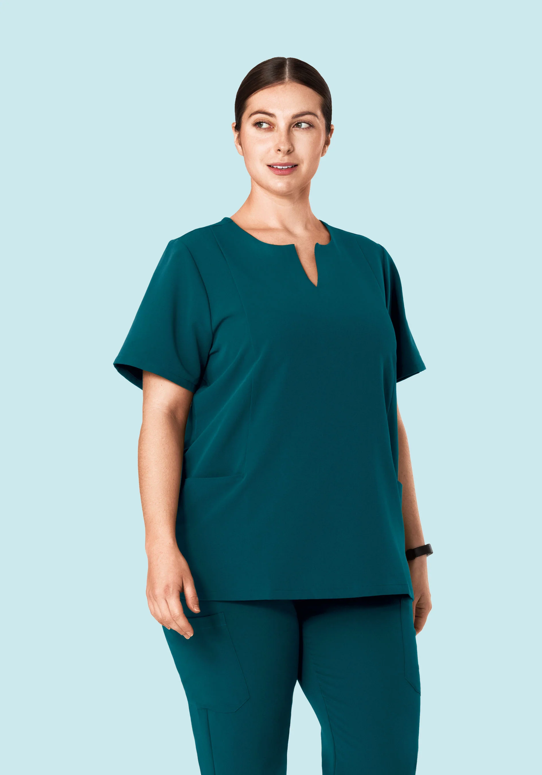 5 Pocket Notch Neck Top Caribbean Blue - Image 5