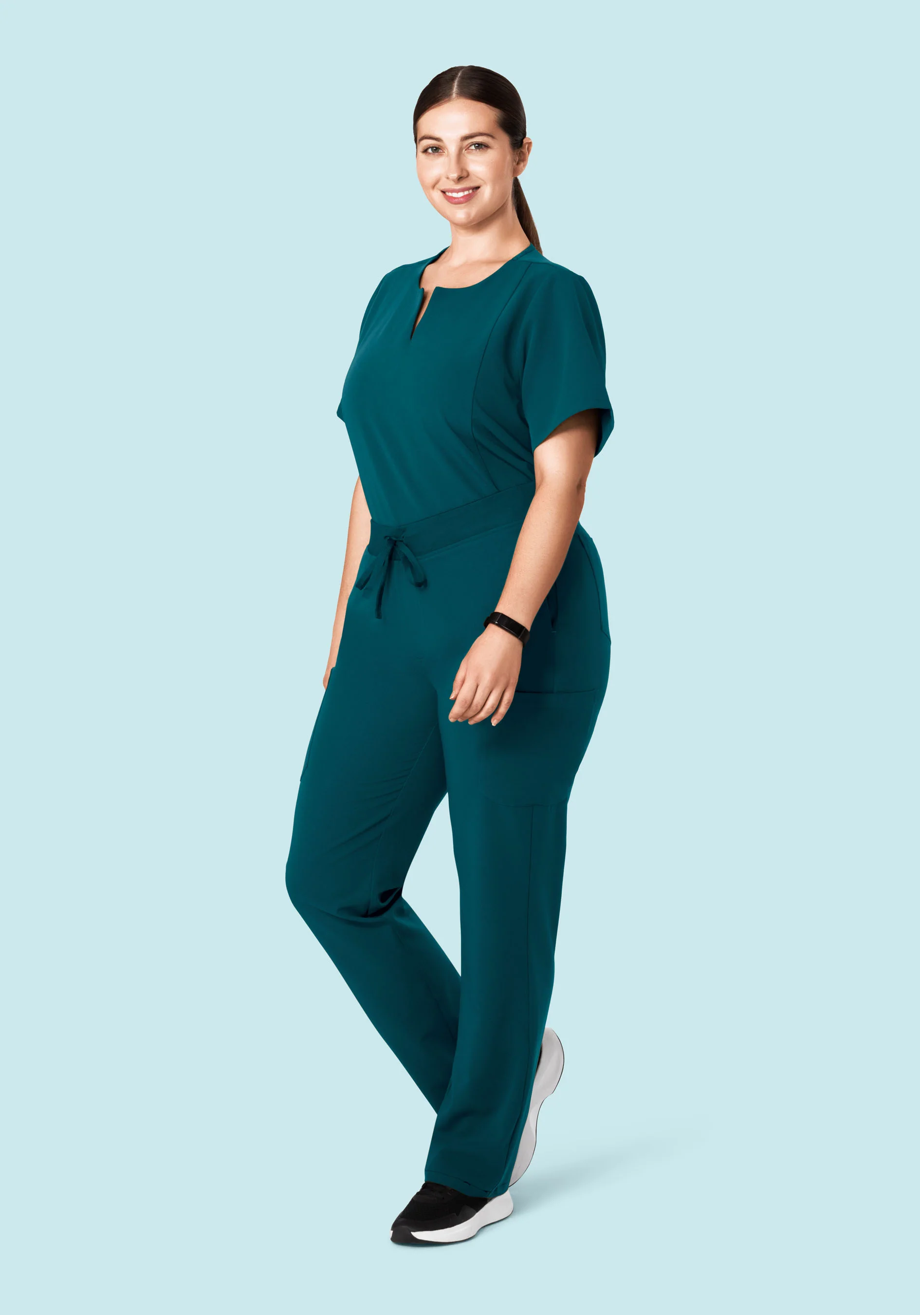 5 Pocket Notch Neck Top Caribbean Blue - Image 6