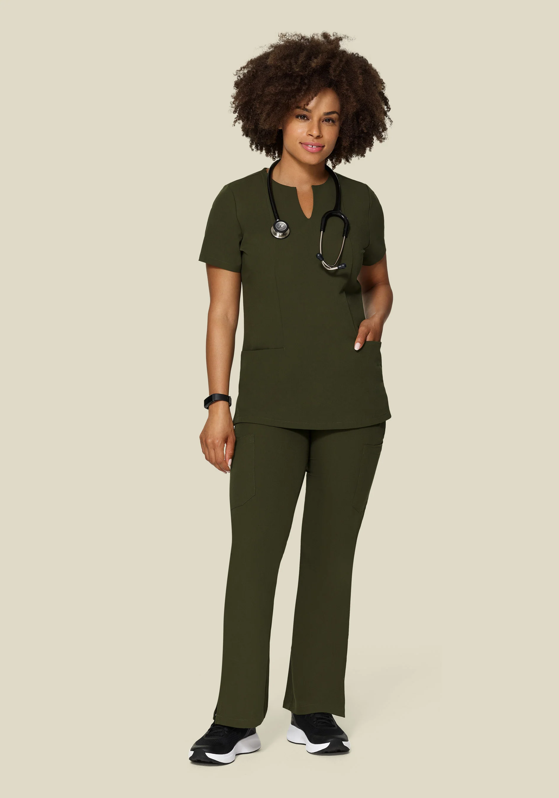 5 Pocket Notch Neck Top Olive - Image 3