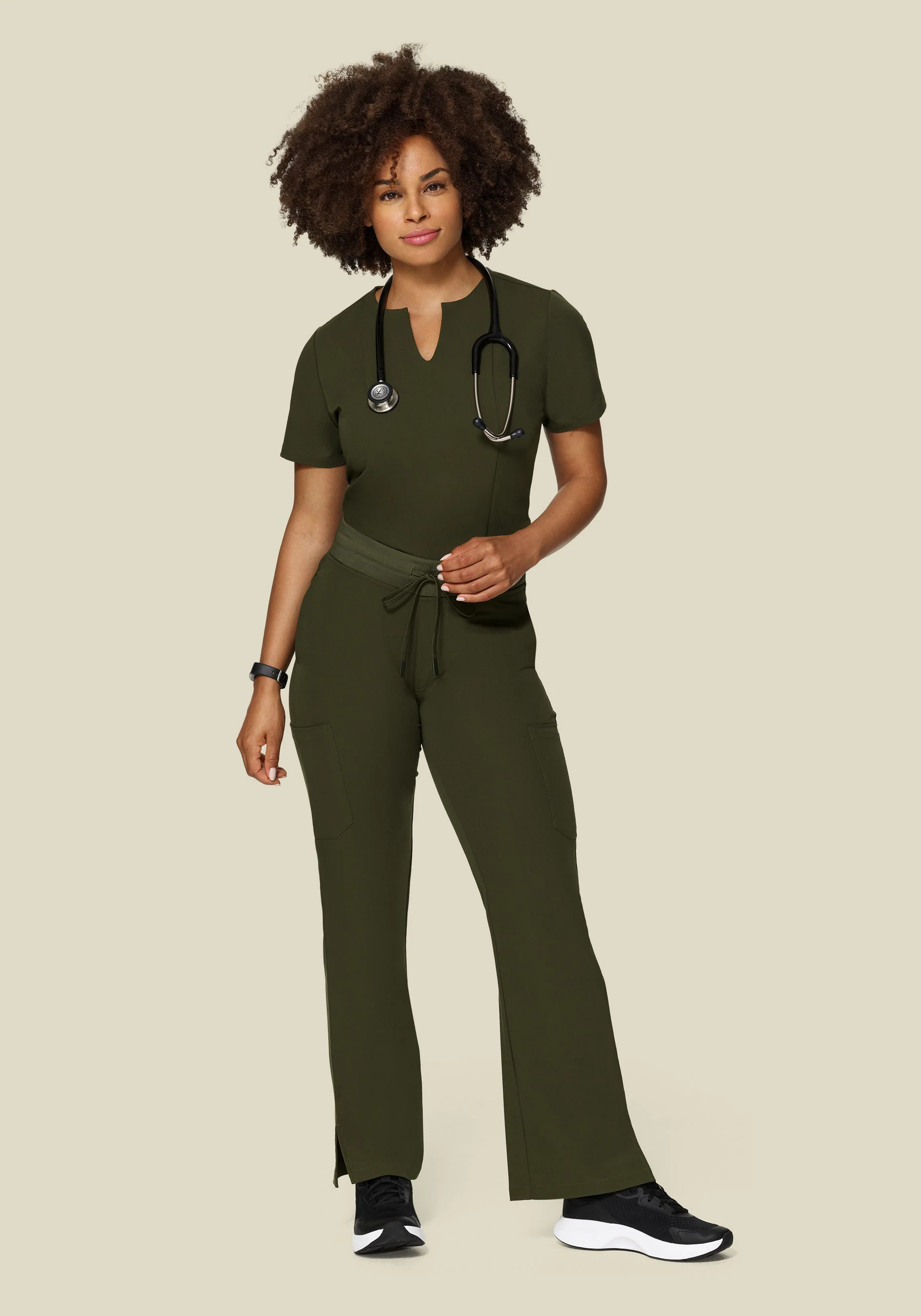 5 Pocket Notch Neck Top Olive - Image 4