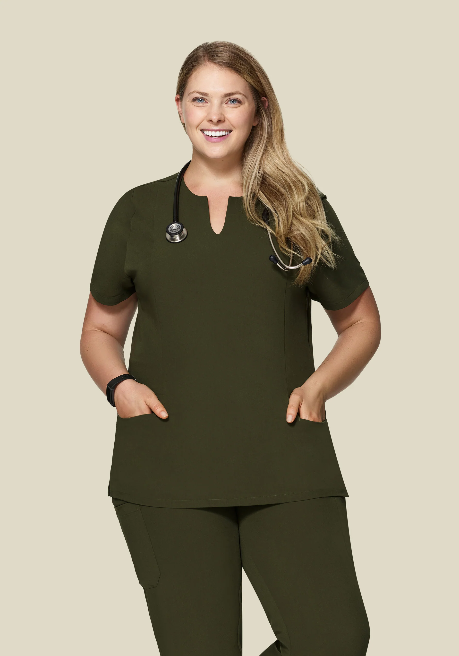 5 Pocket Notch Neck Top Olive - Image 5