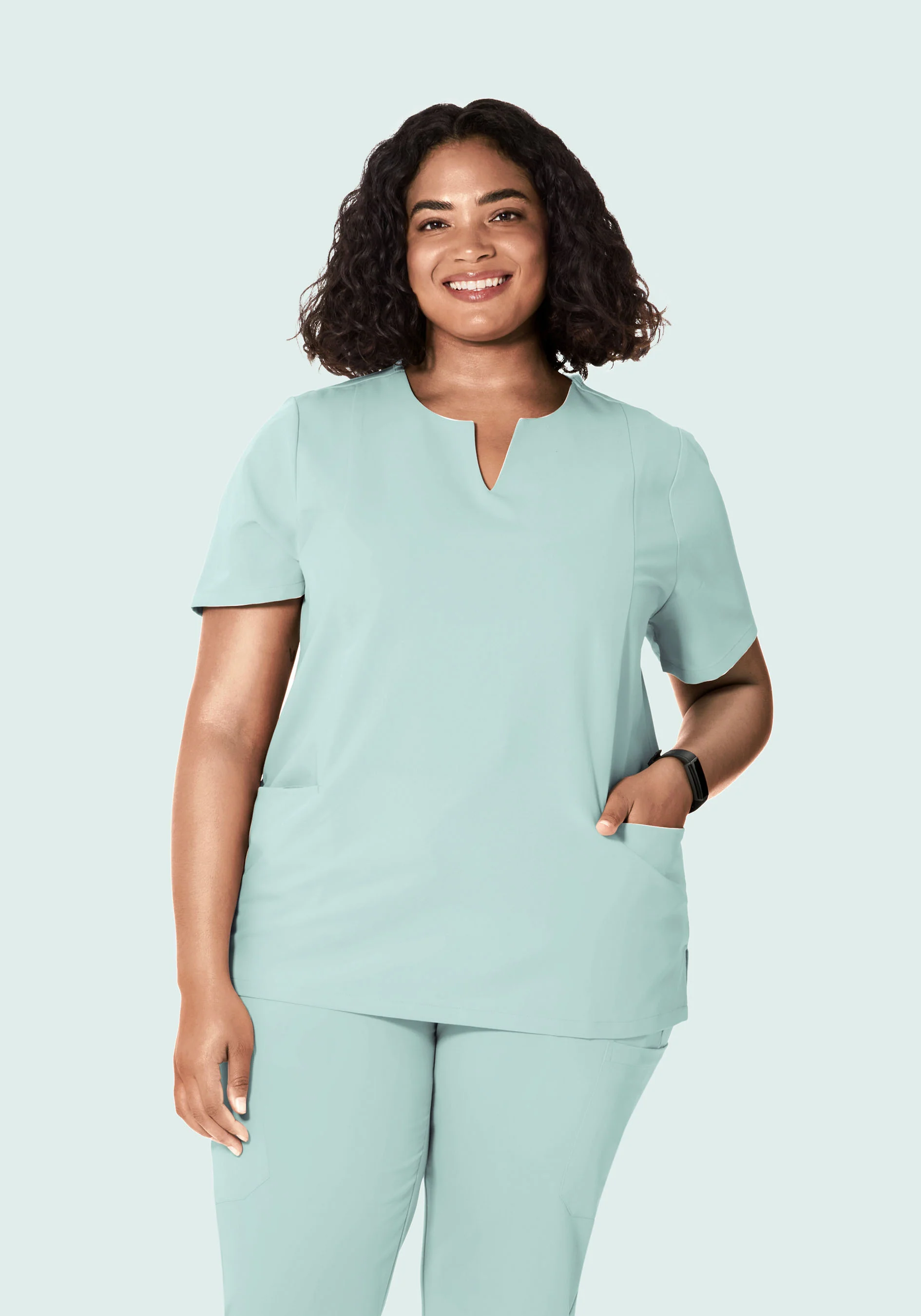 5 Pocket Notch Neck Top Sterling Blue - Image 5