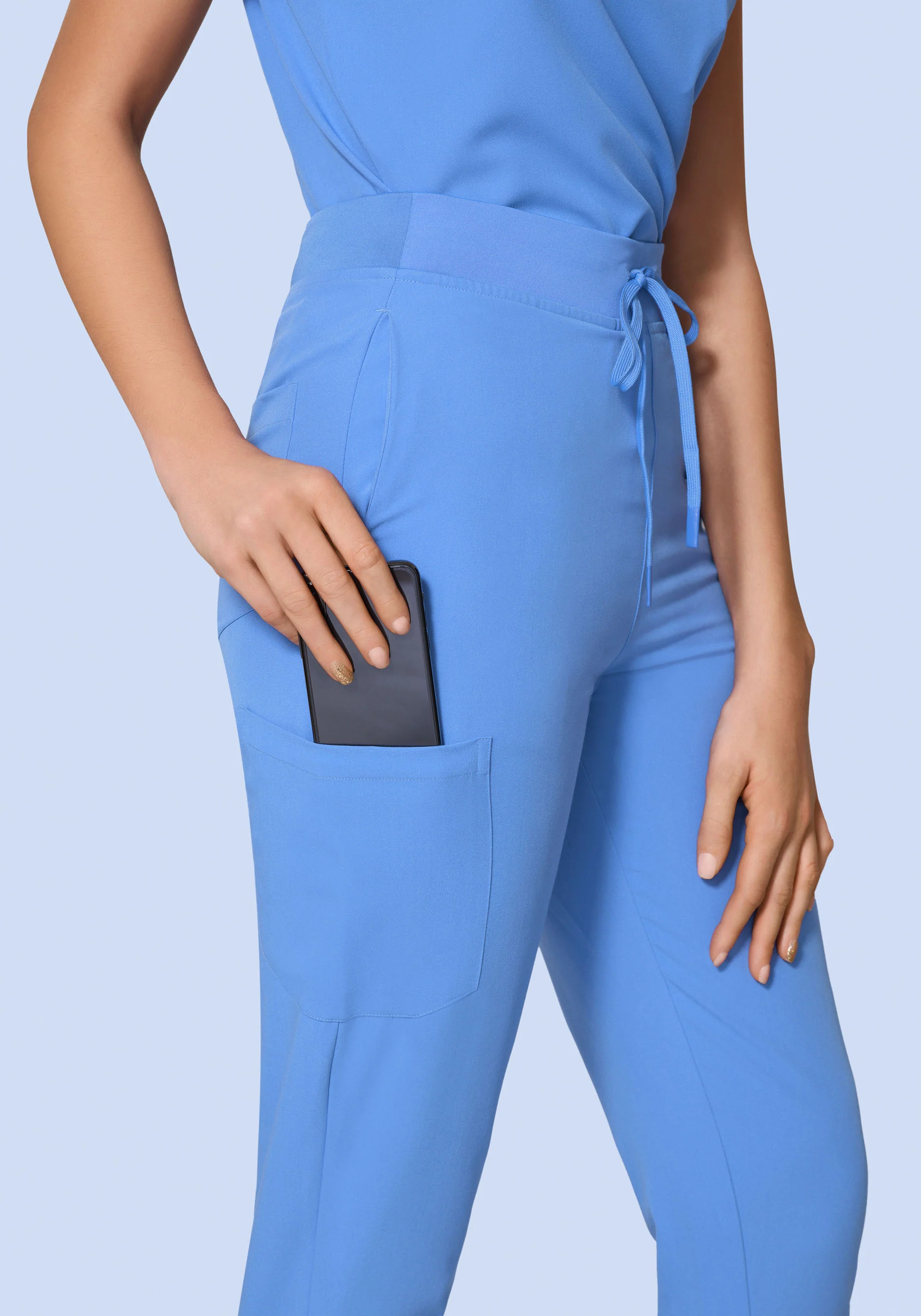 High Waisted Joggers Ceil Blue - Image 3