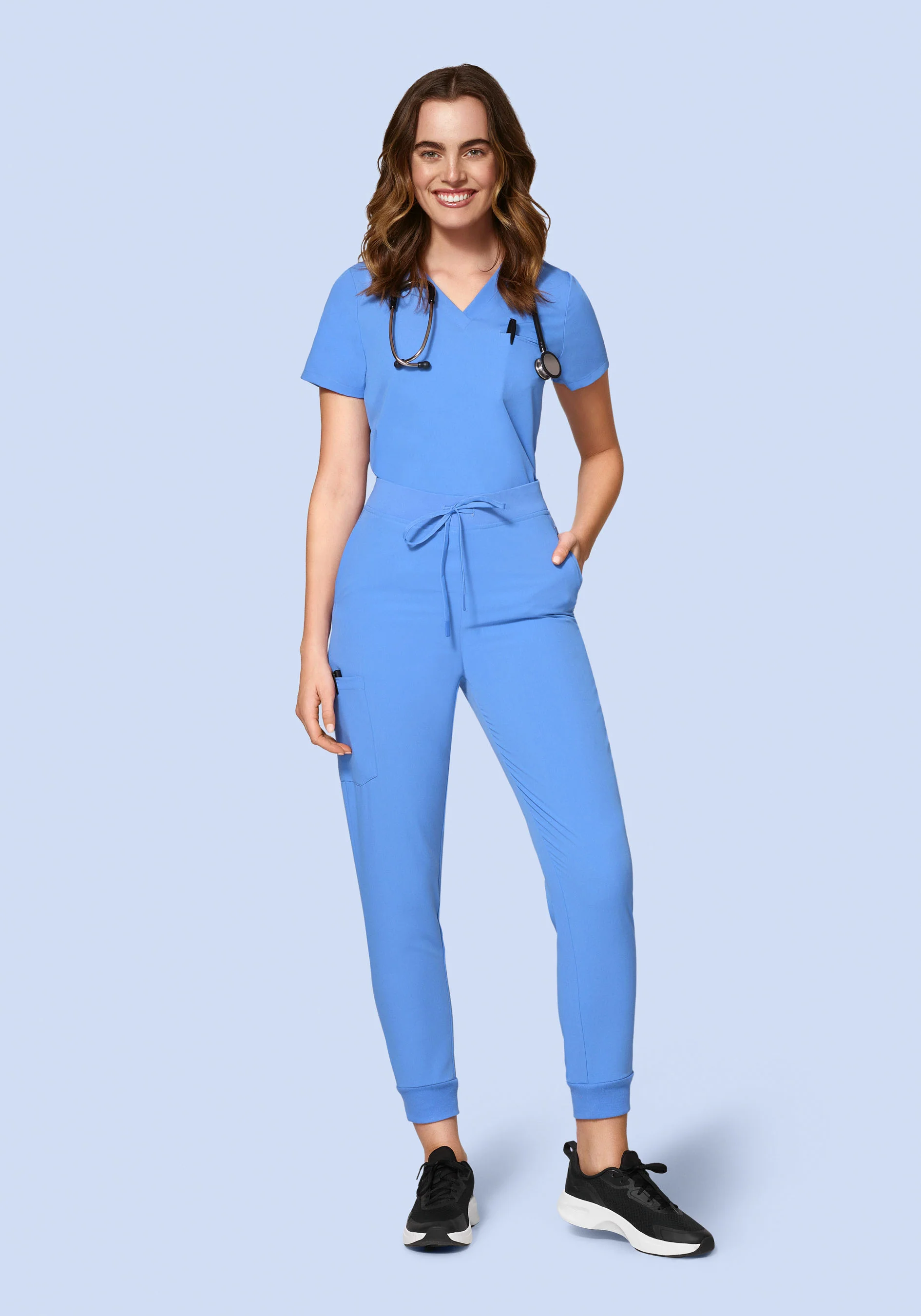 High Waisted Joggers Ceil Blue - Image 5