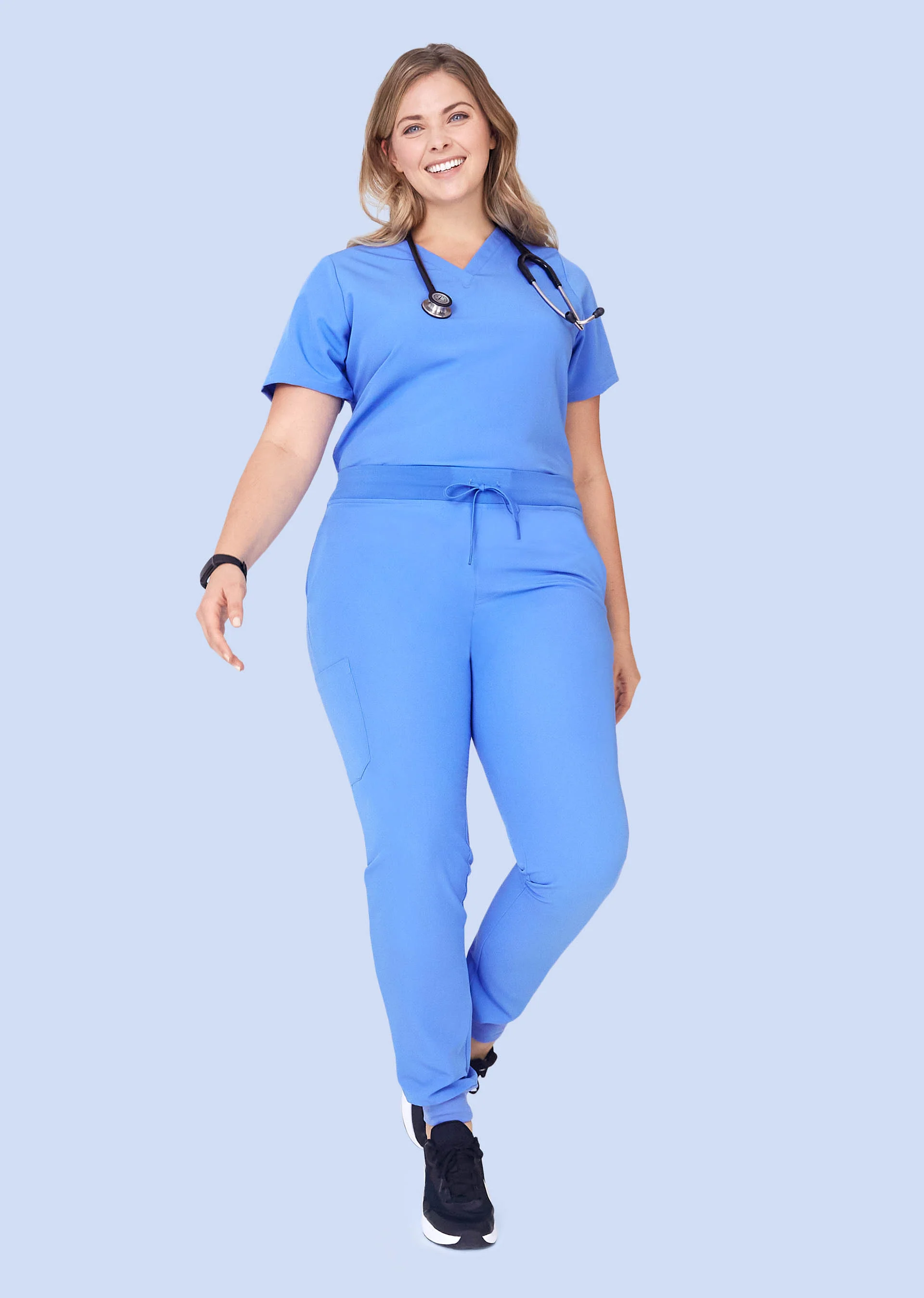 High Waisted Joggers Ceil Blue - Image 7