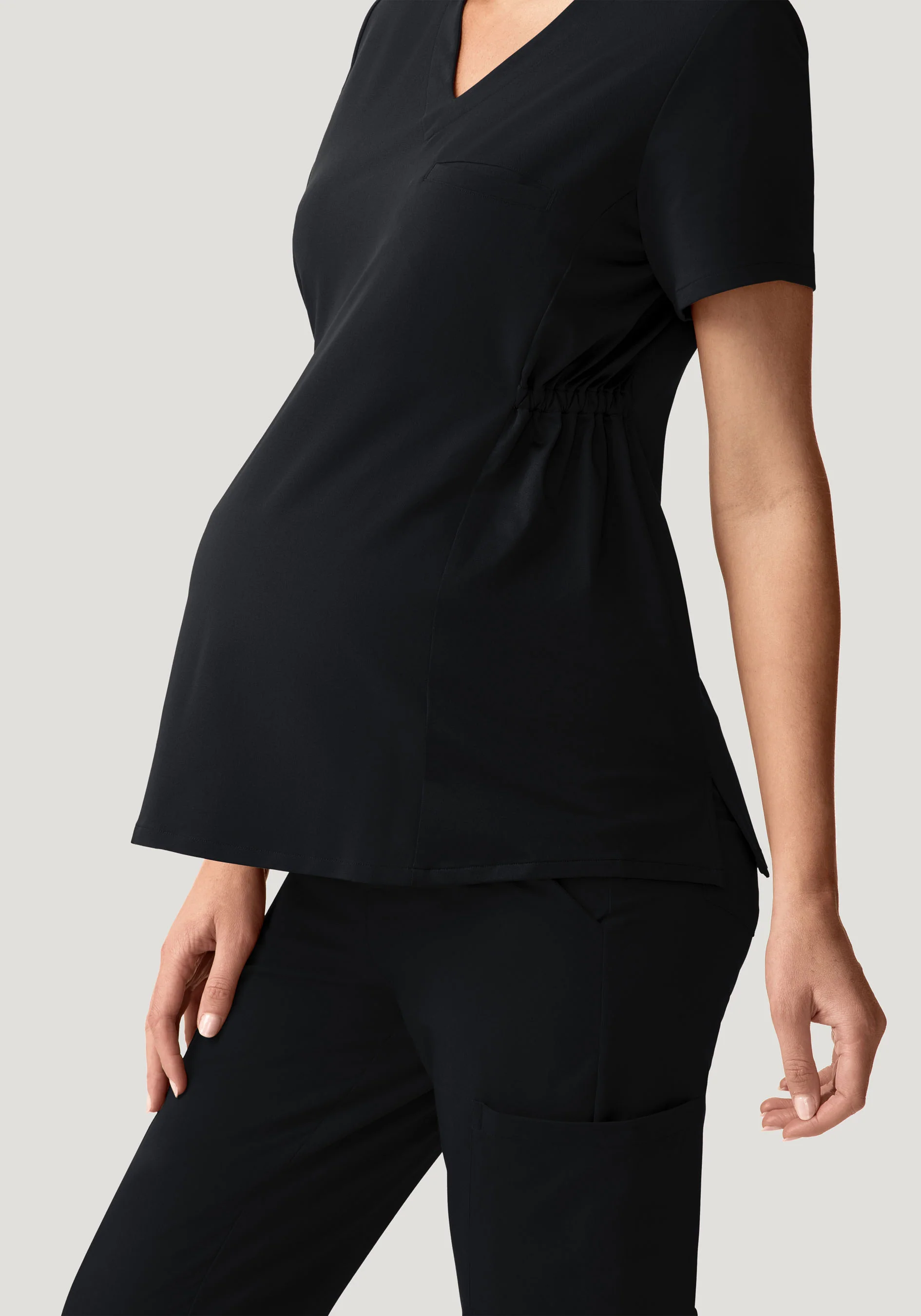 Maternity Side-Stretch V-Neck Top Black - Image 3