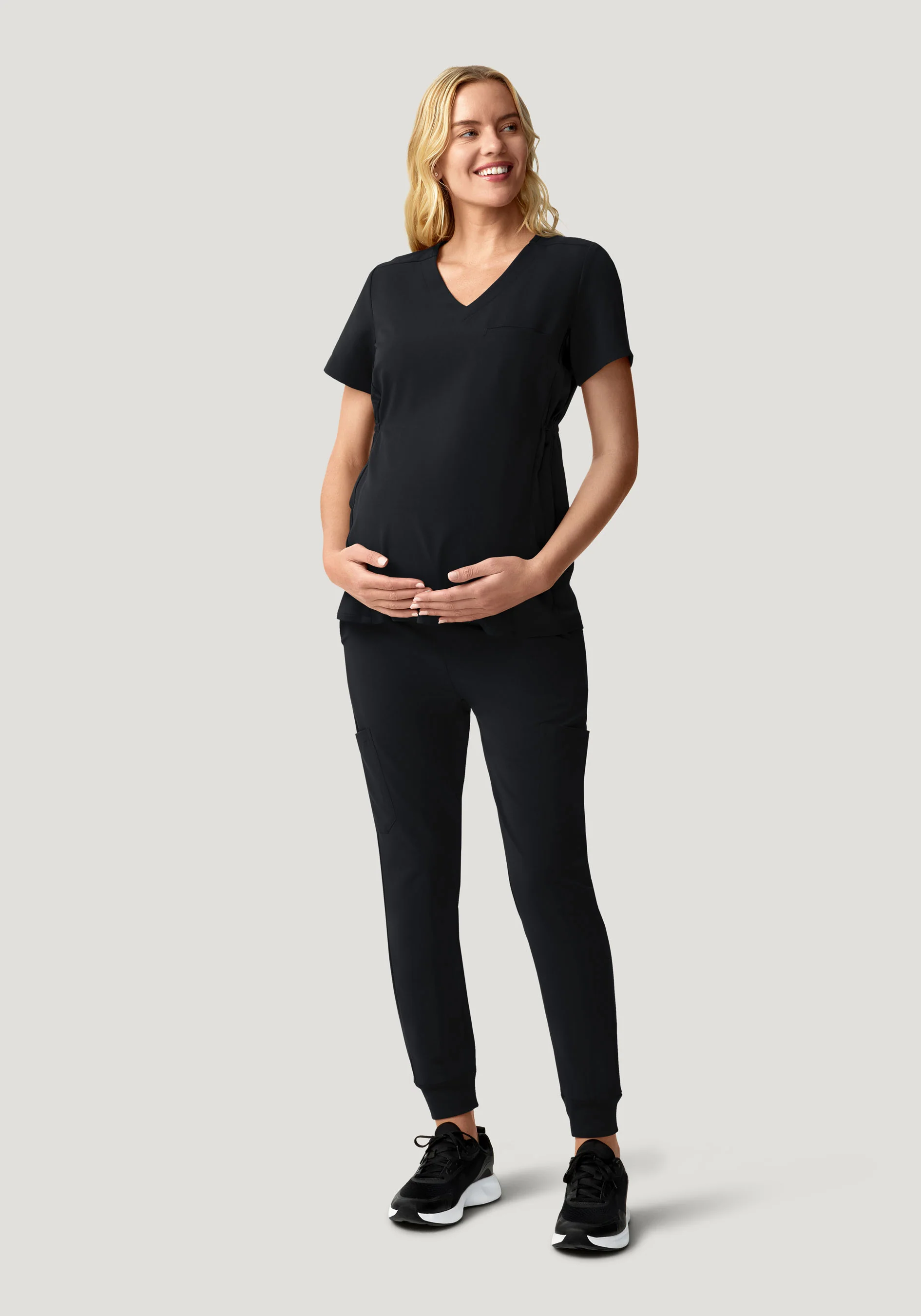 Maternity Side-Stretch V-Neck Top Black - Image 4