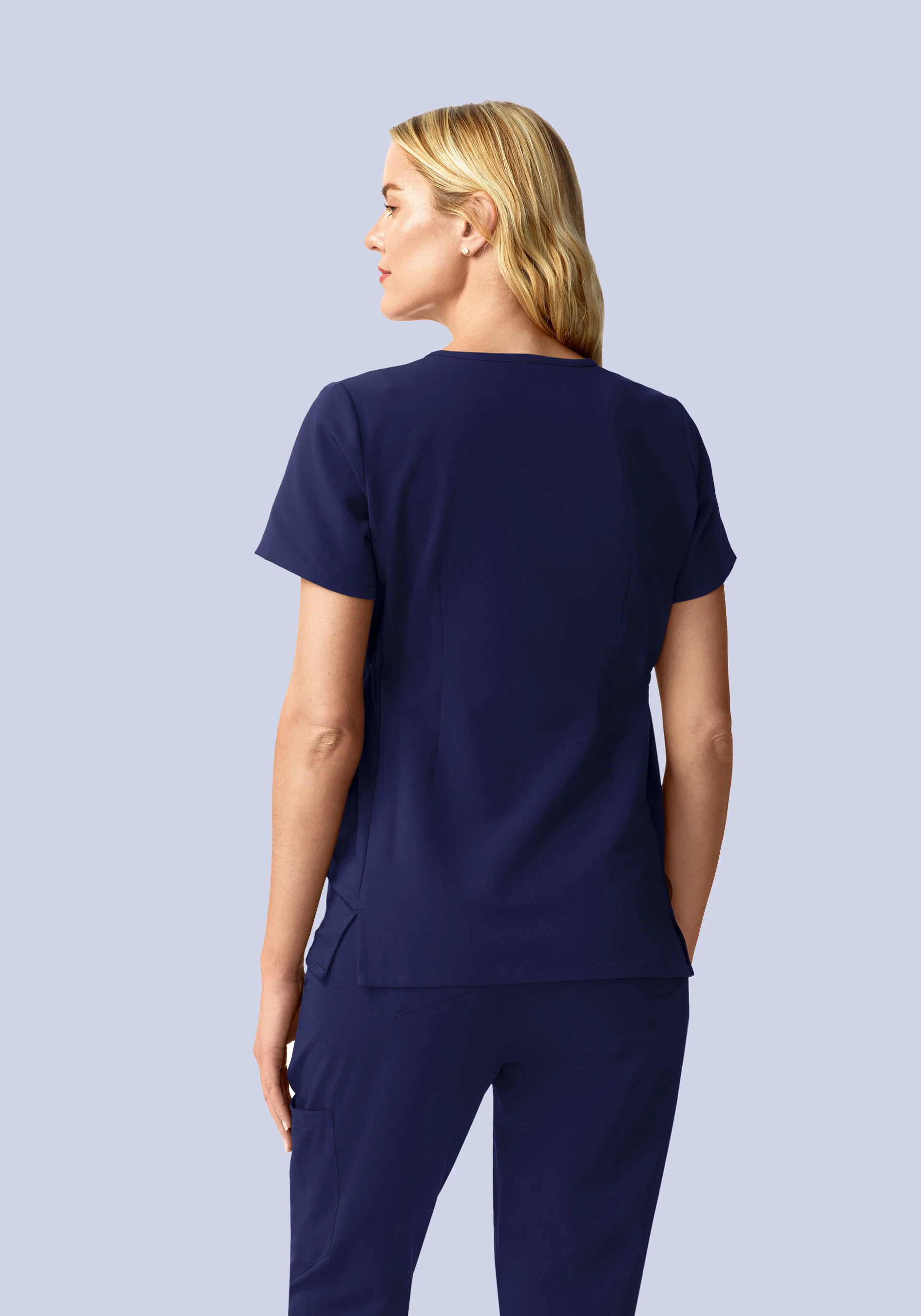 Maternity Side-Stretch V-Neck Top Navy - Image 5