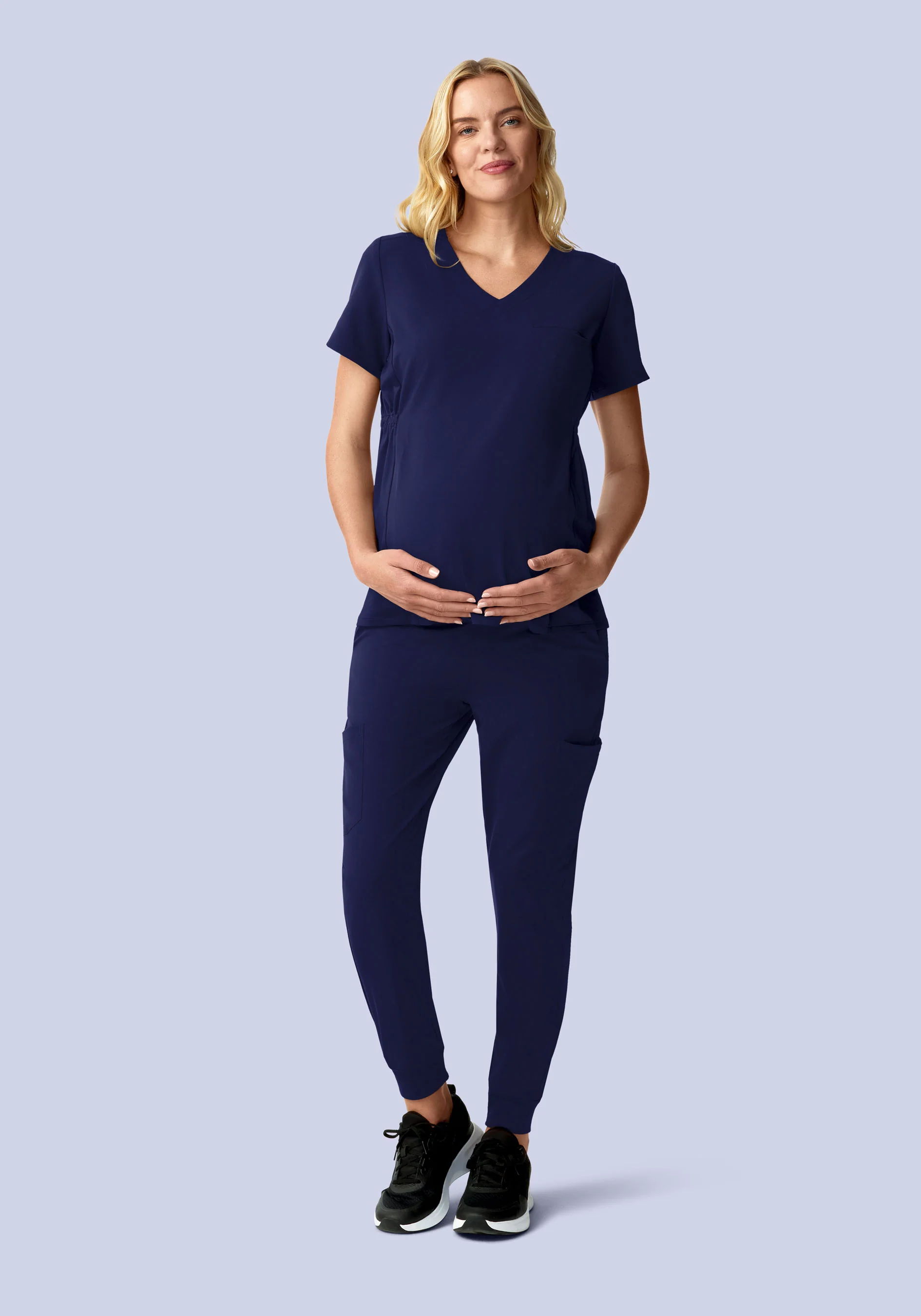 Maternity Side-Stretch V-Neck Top Navy - Image 6