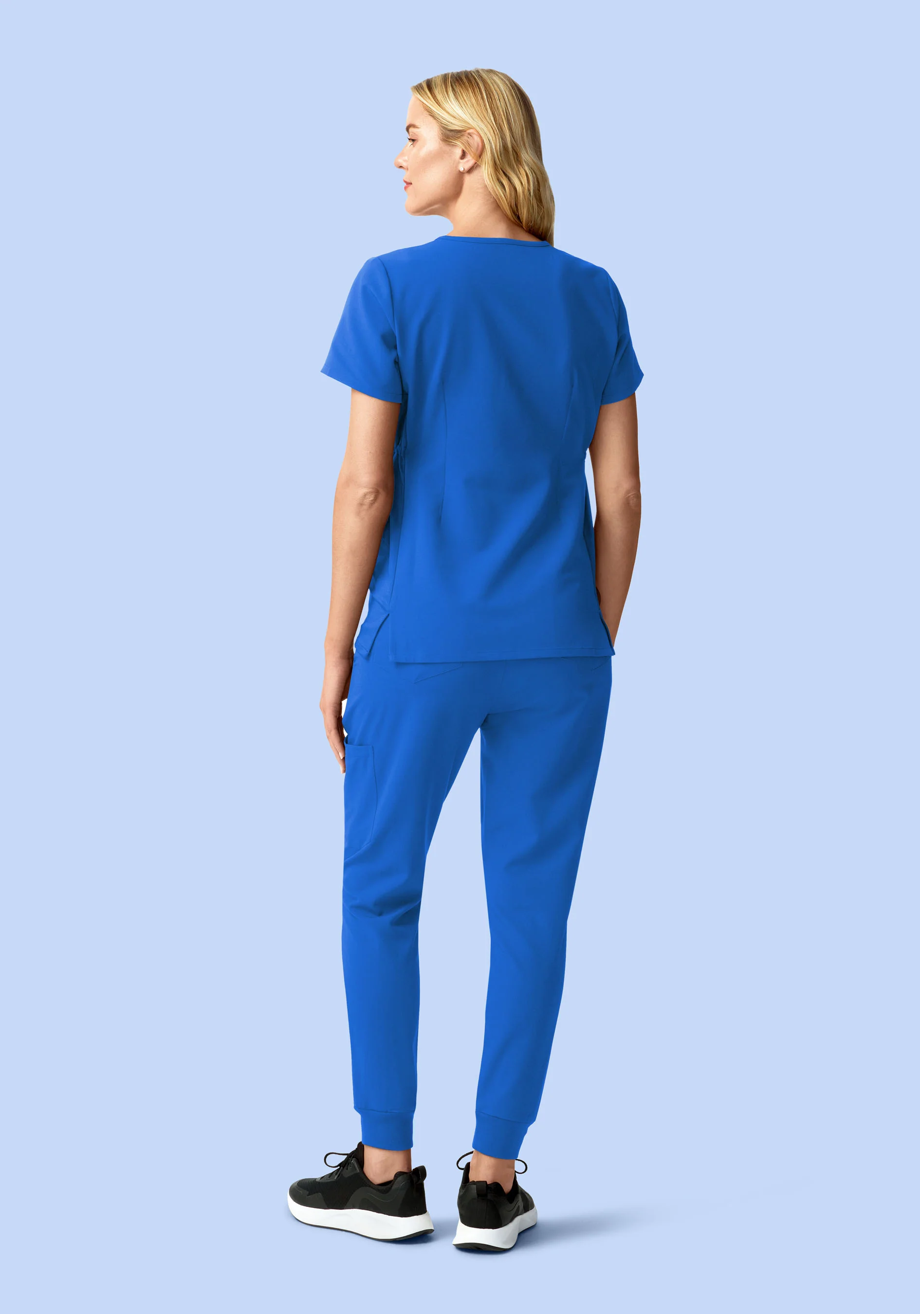 Maternity Side-Stretch V-Neck Top Royal Blue - Image 4
