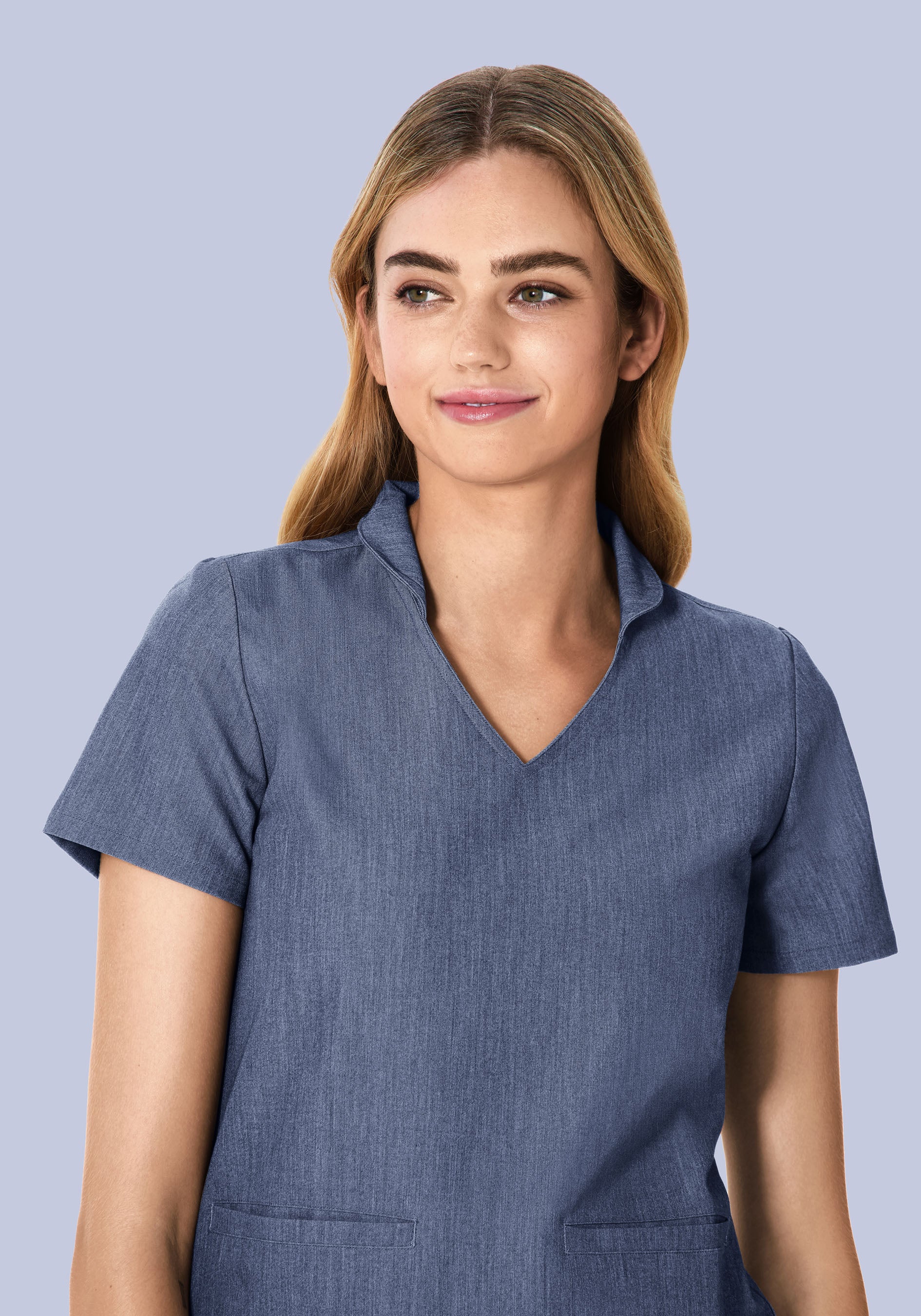 Multi Wear Collar Top Heather Denim - Image 4