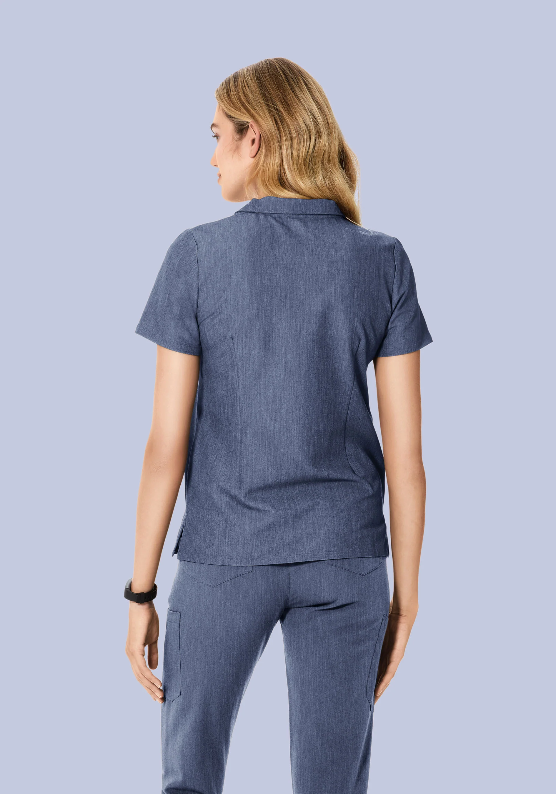 Multi Wear Collar Top Heather Denim - Image 5