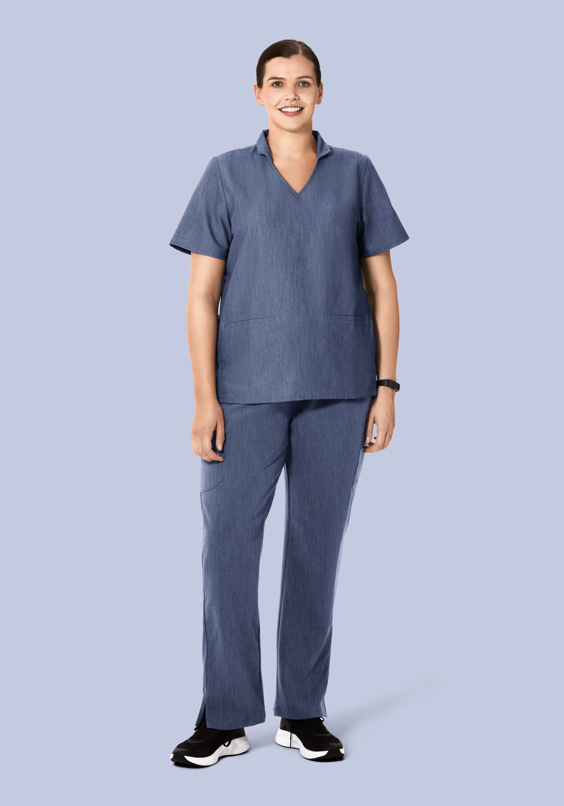 Multi Wear Collar Top Heather Denim - Image 6