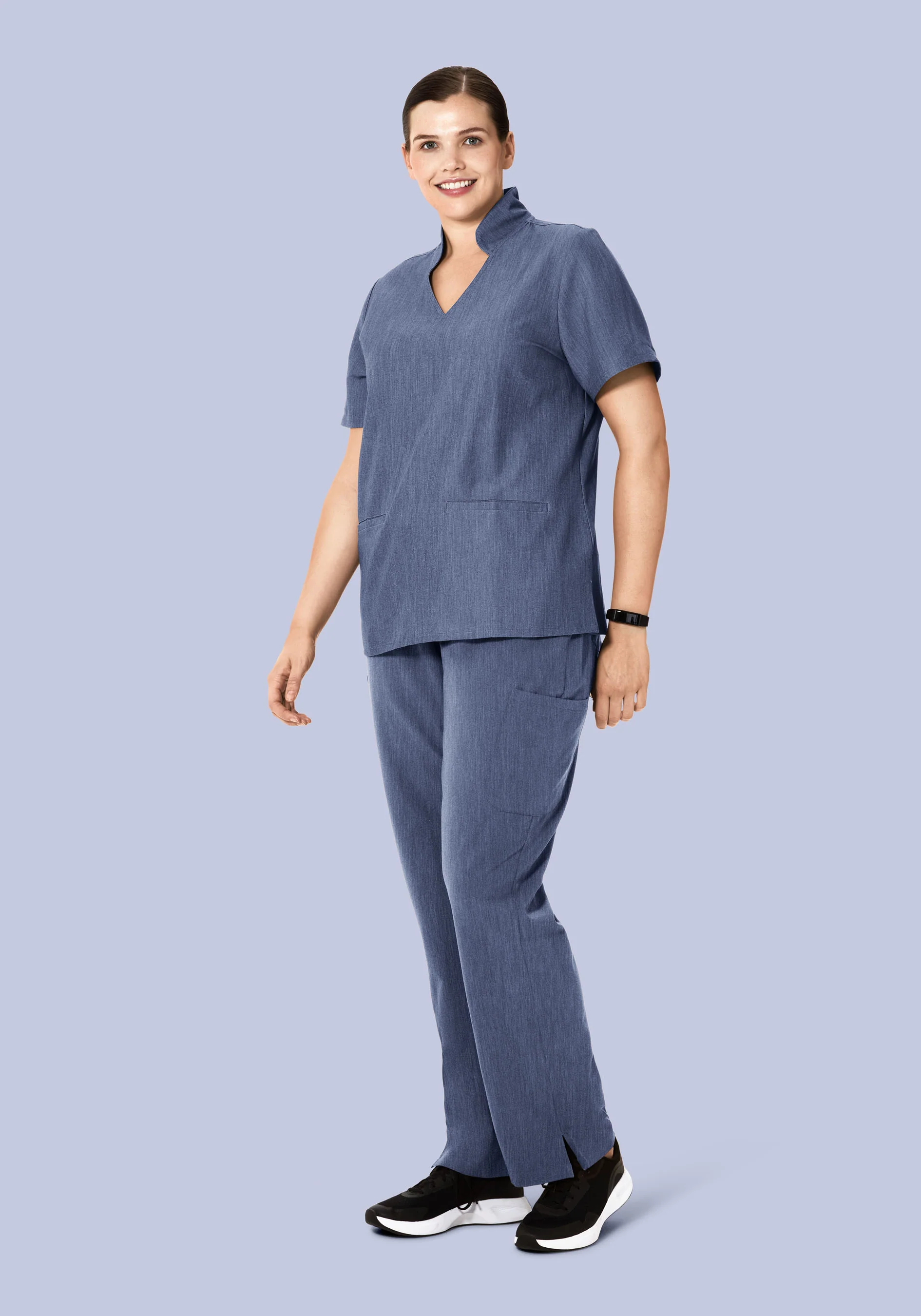 Multi Wear Collar Top Heather Denim - Image 7