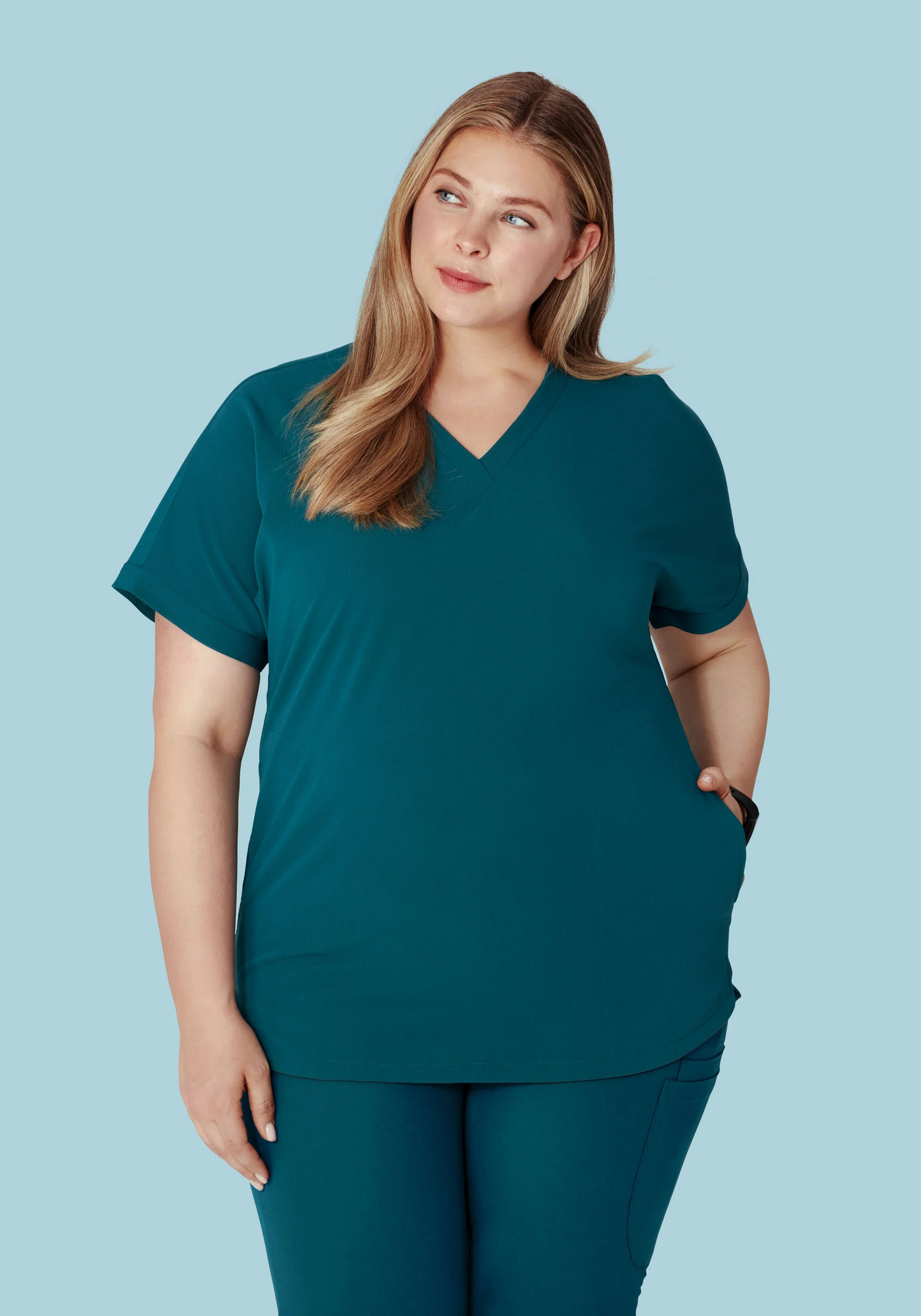 Oversized V Neck Top Caribbean Blue - Image 10