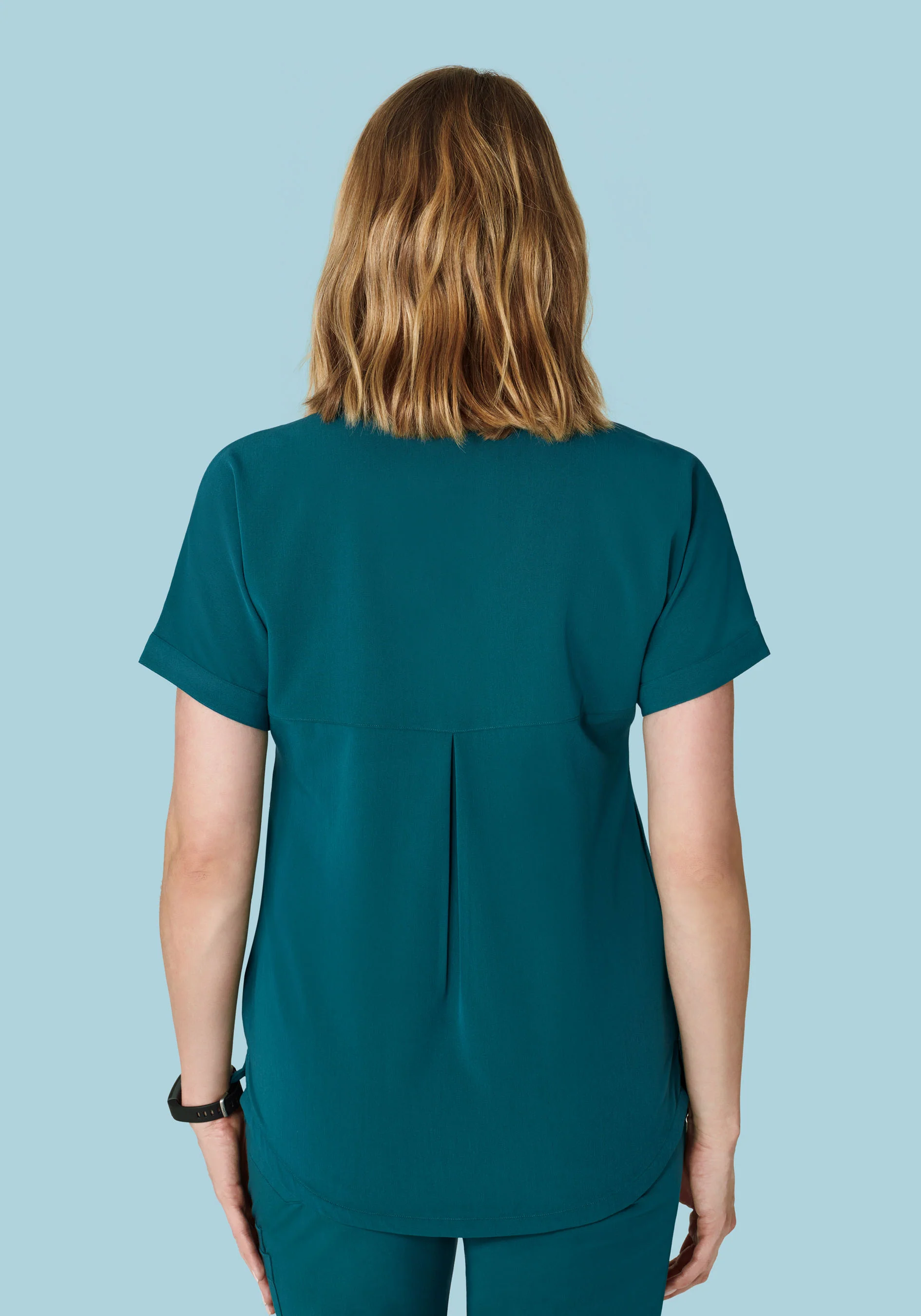 Oversized V Neck Top Caribbean Blue - Image 4