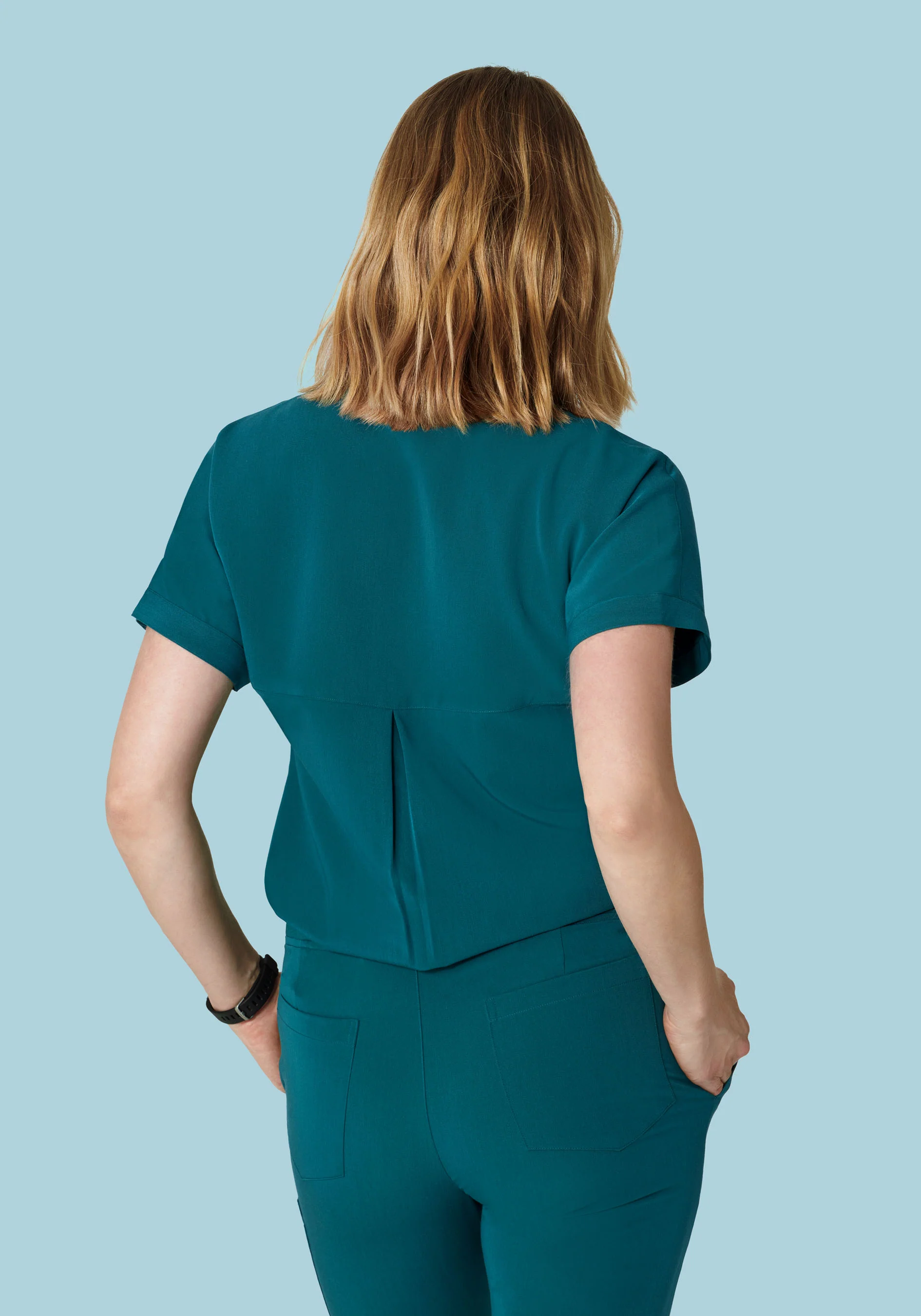 Oversized V Neck Top Caribbean Blue - Image 5