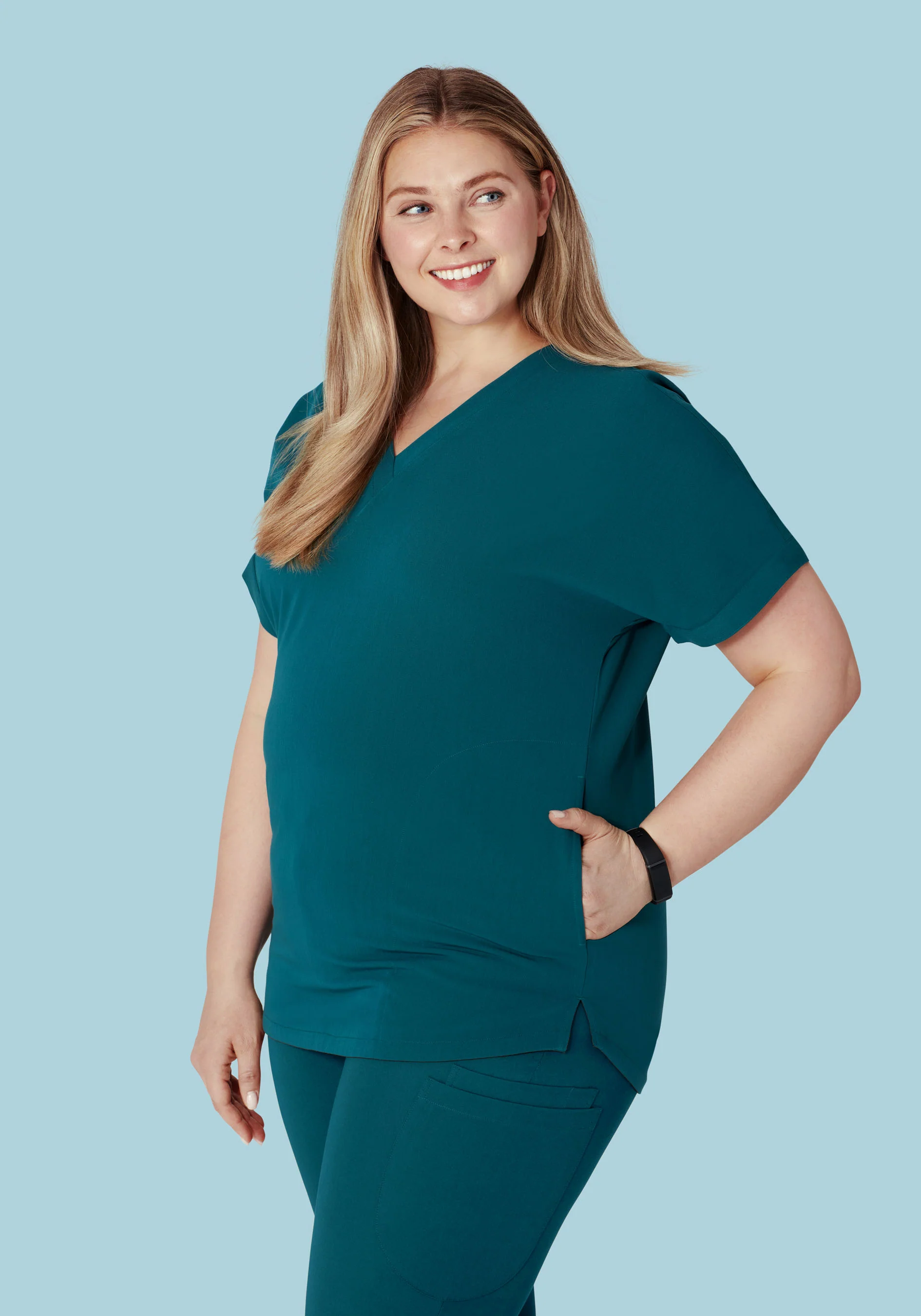 Oversized V Neck Top Caribbean Blue - Image 6