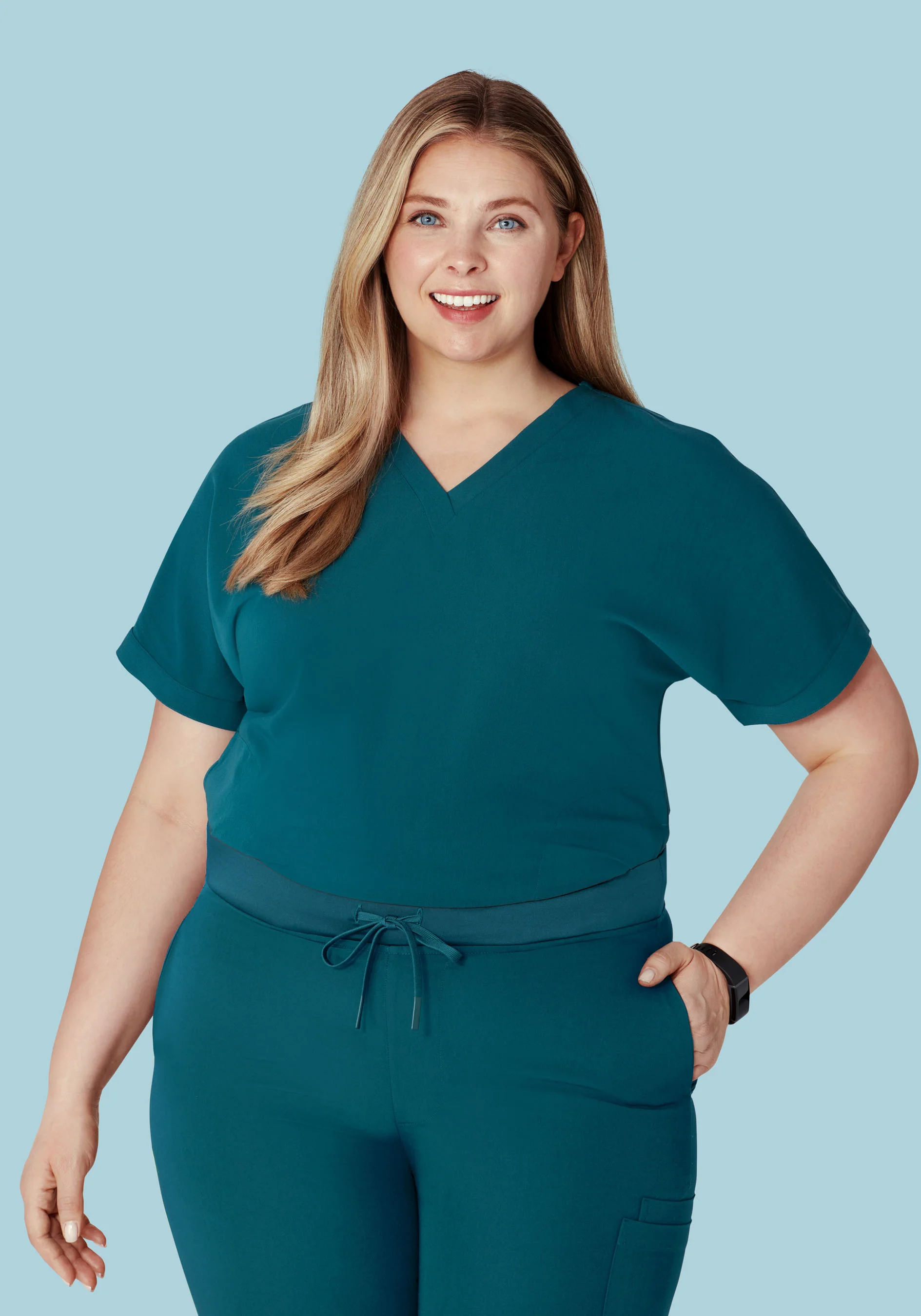 Oversized V Neck Top Caribbean Blue - Image 7