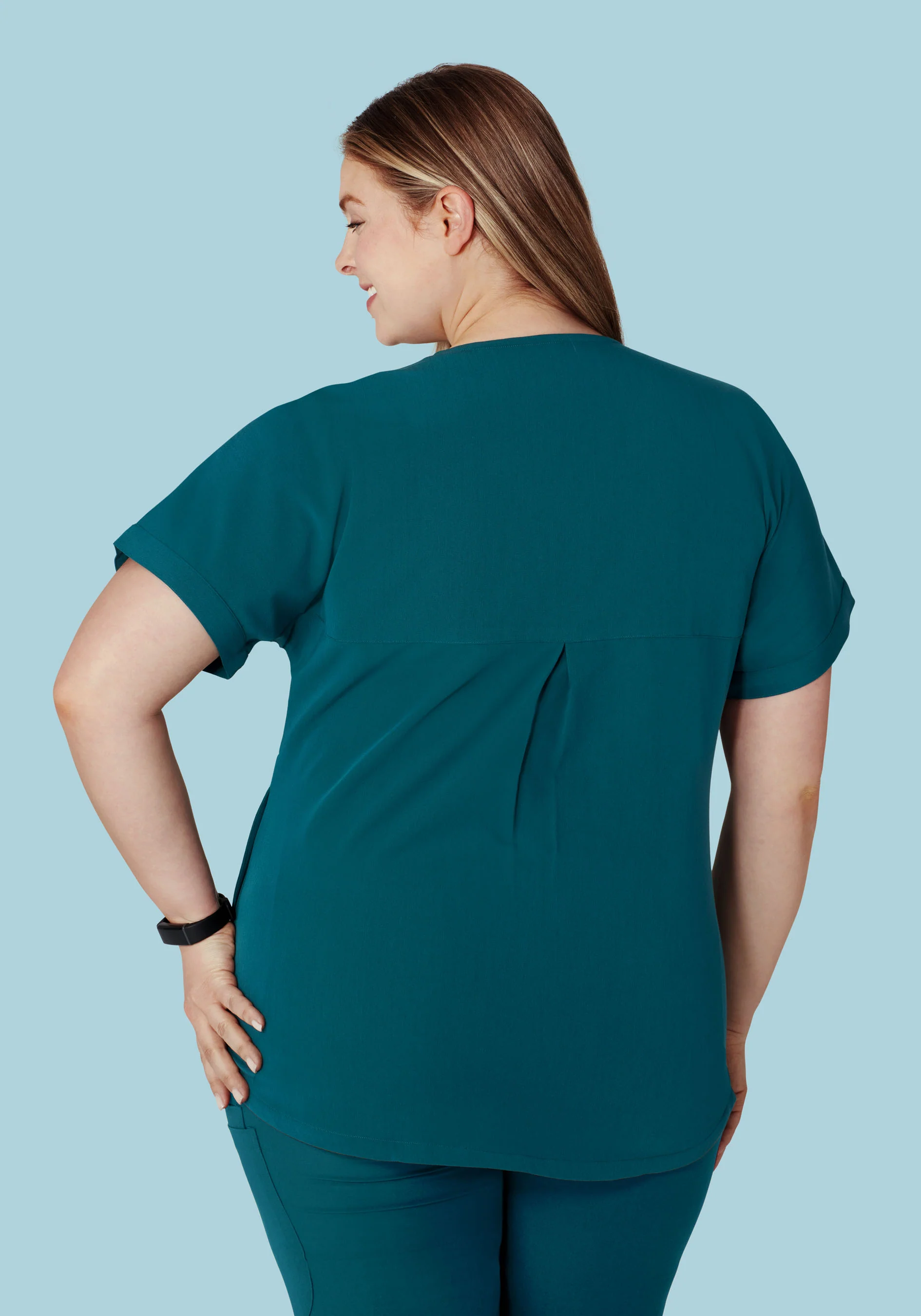 Oversized V Neck Top Caribbean Blue - Image 8