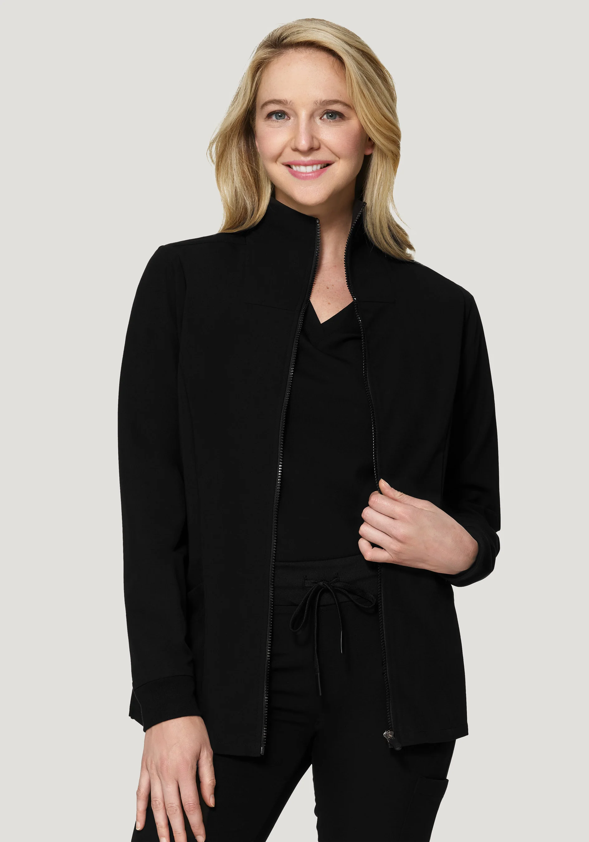 Women's Modern Scrub Jacket Black - Image 3