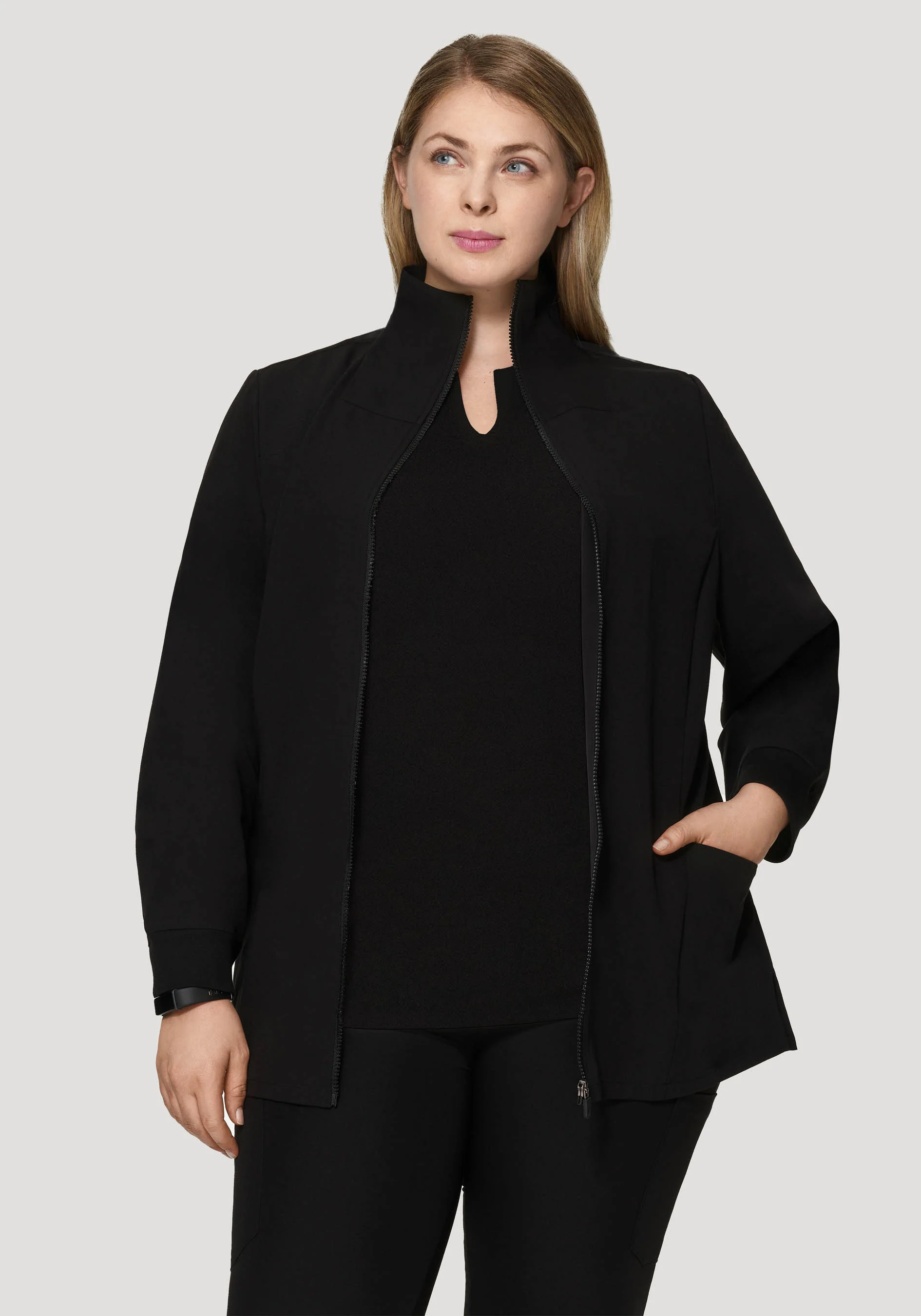 Women's Modern Scrub Jacket Black - Image 5