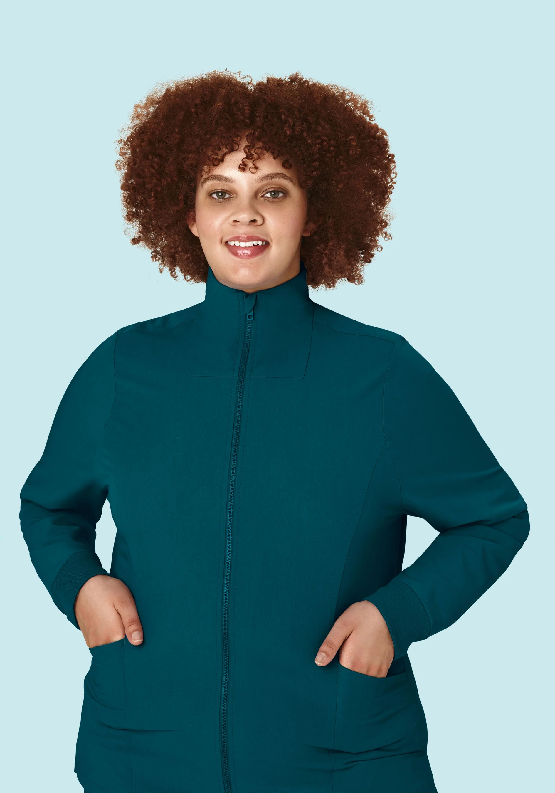 Women's Modern Scrub Jacket Caribbean Blue - Image 5