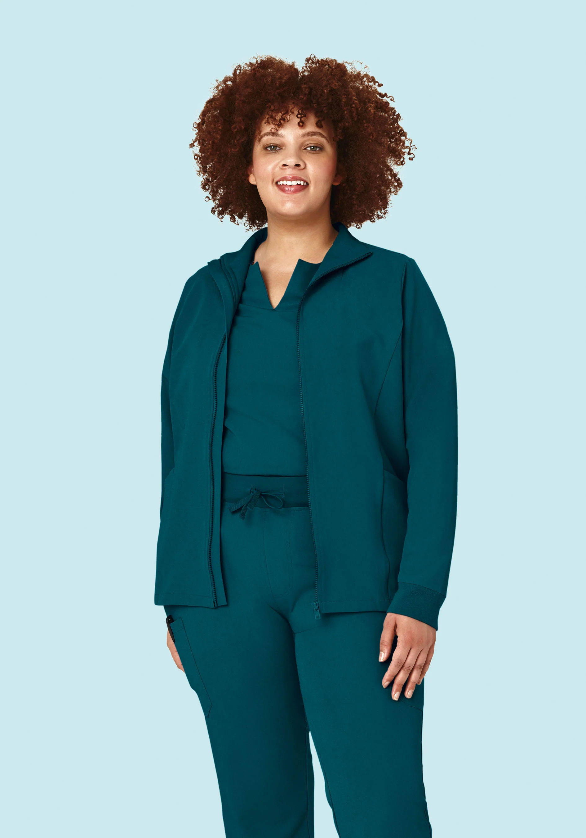 Women's Modern Scrub Jacket Caribbean Blue - Image 6