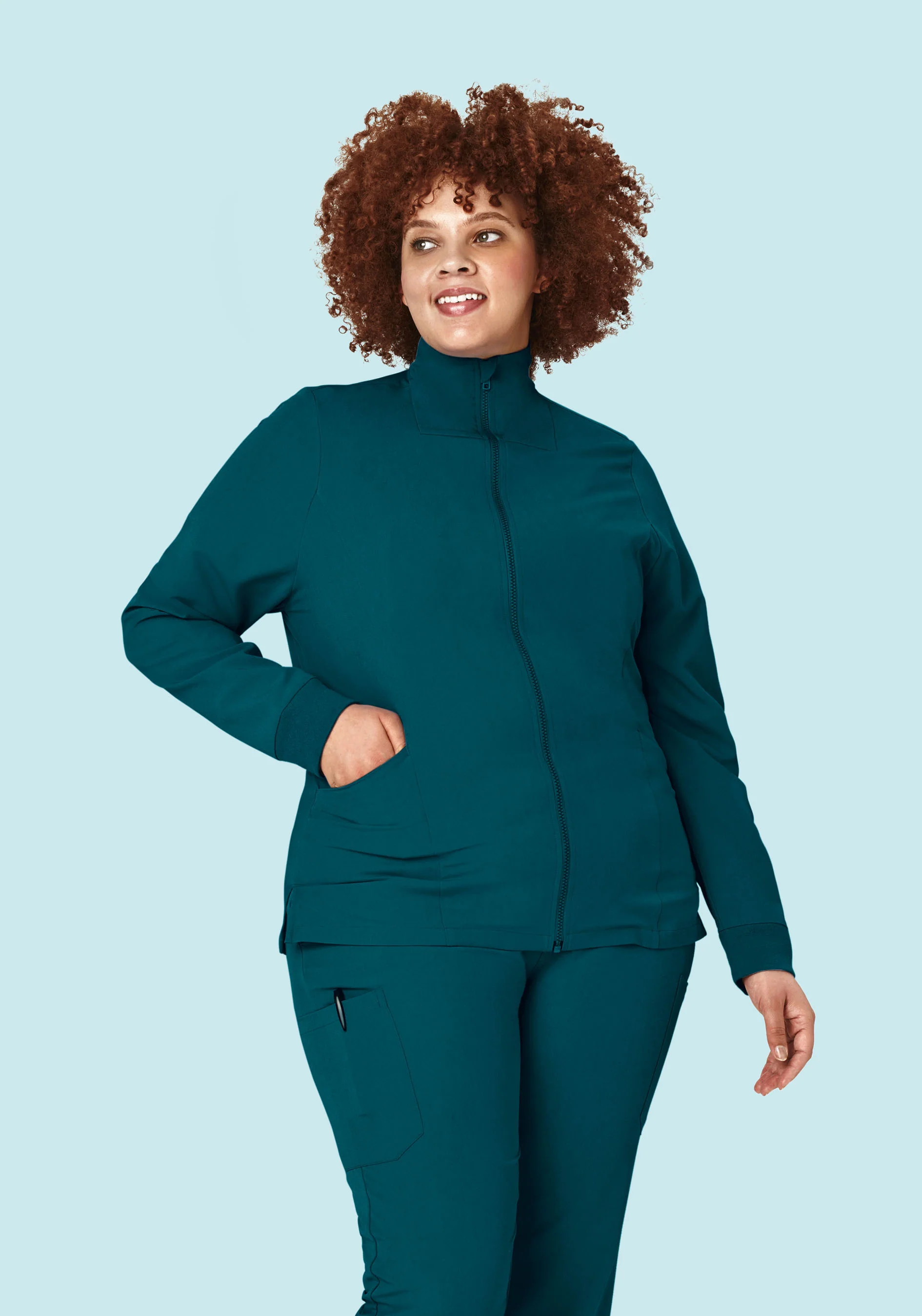 Women's Modern Scrub Jacket Caribbean Blue - Image 7