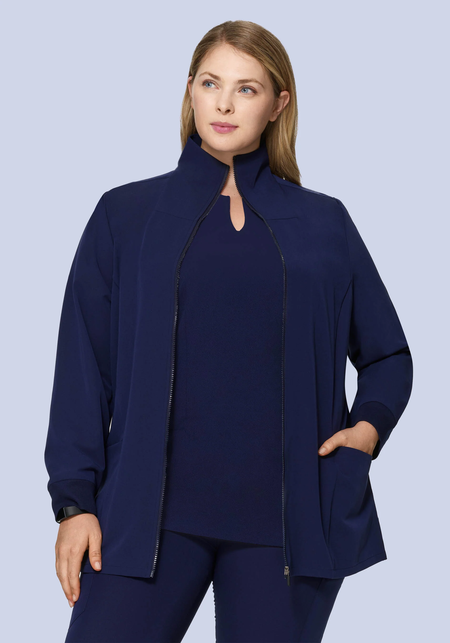 Women's Modern Scrub Jacket Navy - Image 7